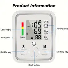 Upper Arm Automatic Blood Pressure Monitor BP Sphygmomanometer Pressure Meter Tonometer