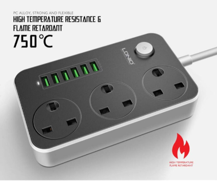 2500W 3.4A Power Socket With 3 Anti-Static AC Sockets And 6 Intelligent USB Charging Ports