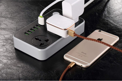 2500W 3.4A Power Socket With 3 Anti-Static AC Sockets And 6 Intelligent USB Charging Ports