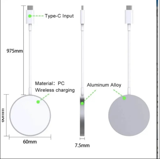 Best Quality Magsafe Qi Enabled Fast Magnetic Wireless Charger 5V 3A